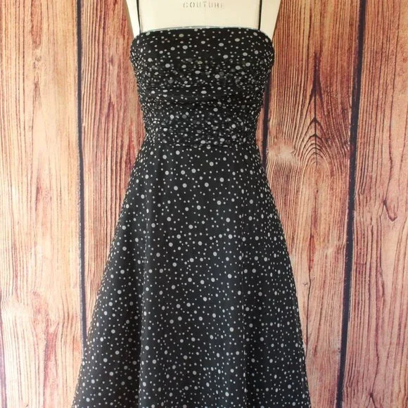 Jessica Howard Dress, Black with Gray Polkadots, Size 8, Fit and Flare, Retro - Picture 2 of 12